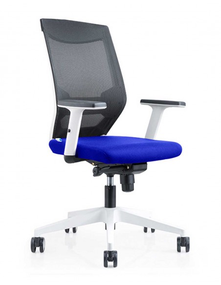 Silla Oficina 908 Blanca Con Regulacion Lumbar Respaldo Malla Negra