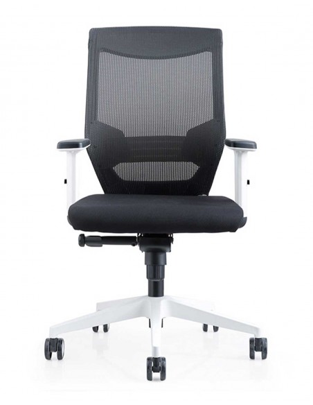 Silla Oficina 908 Blanca Con Regulacion Lumbar Respaldo Malla Negra