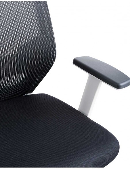 Silla Oficina 908 Blanca Con Regulacion Lumbar Respaldo Malla Negra