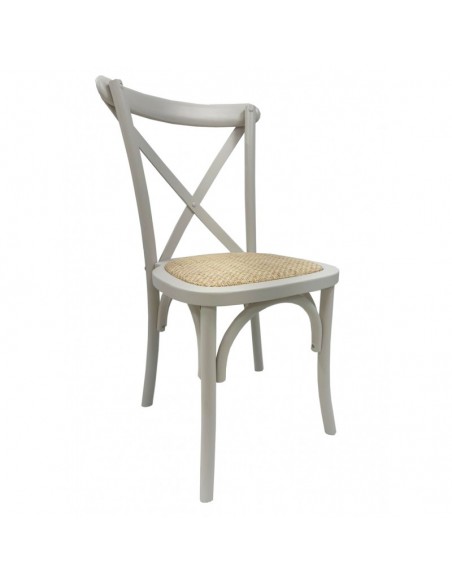 Silla CROSS SX, madera de haya, blanca, asiento de ratán