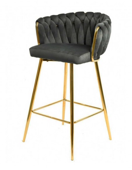 Pack 10 Taburetes KING | Cromado Dorado/Tapizado Gris