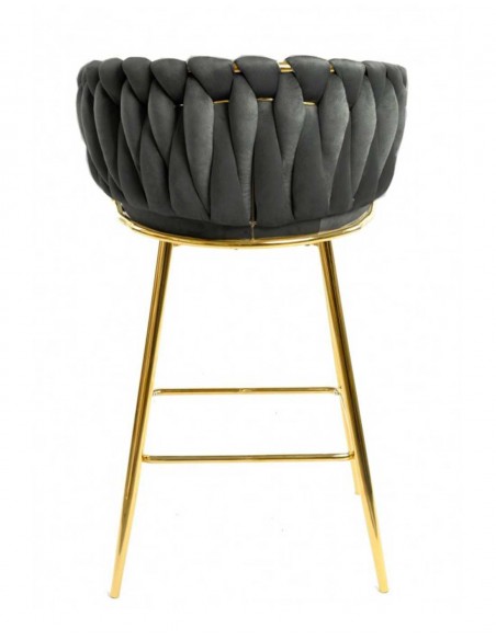 Pack 10 Taburetes KING | Cromado Dorado/Tapizado Gris
