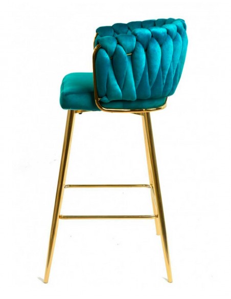 Pack 18 Taburetes KING | Cromado Dorado/Tapizado Turquesa