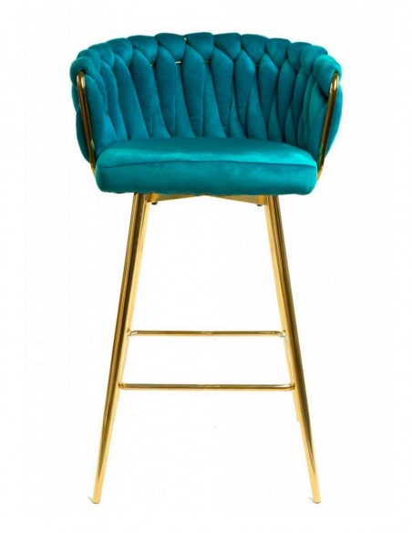 Pack 18 Taburetes KING | Cromado Dorado/Tapizado Turquesa