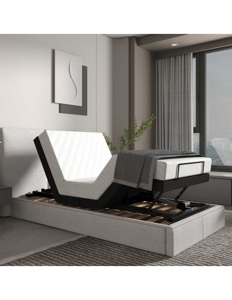 Estructura de Cama Eléctrica Ajustable con Tablero de Madera