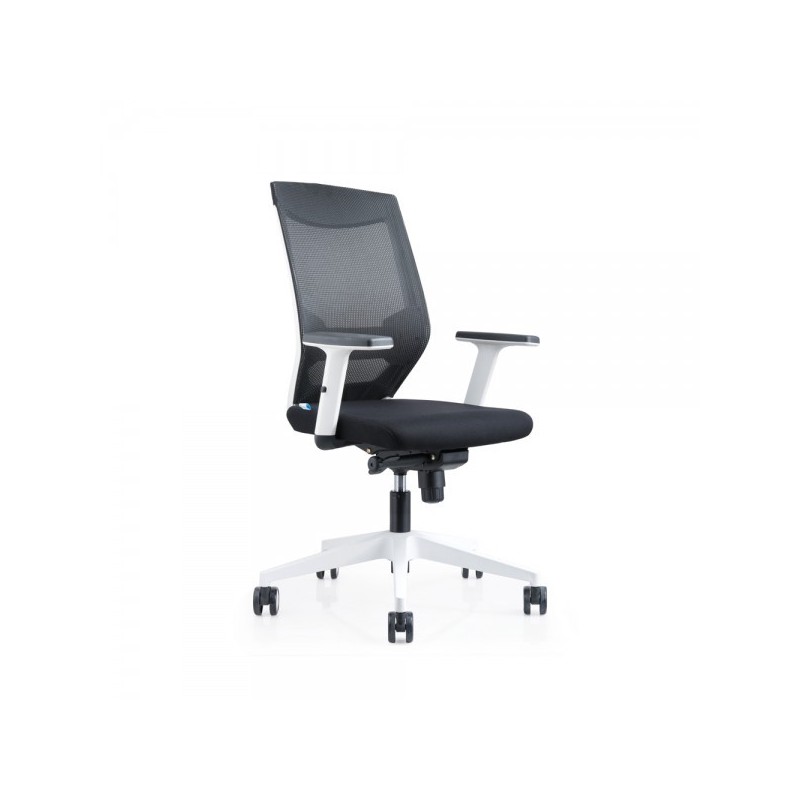 Silla Oficina 908 Blanca Con Regulacion Lumbar Respaldo Malla Negra