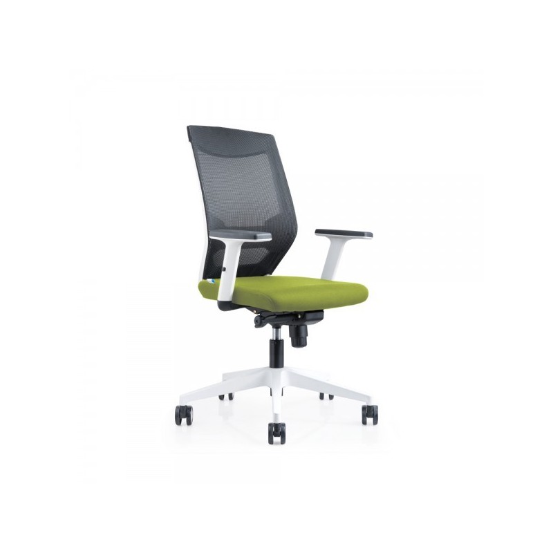 Silla Oficina 908 Blanca Con Regulacion Lumbar Respaldo Malla Negra