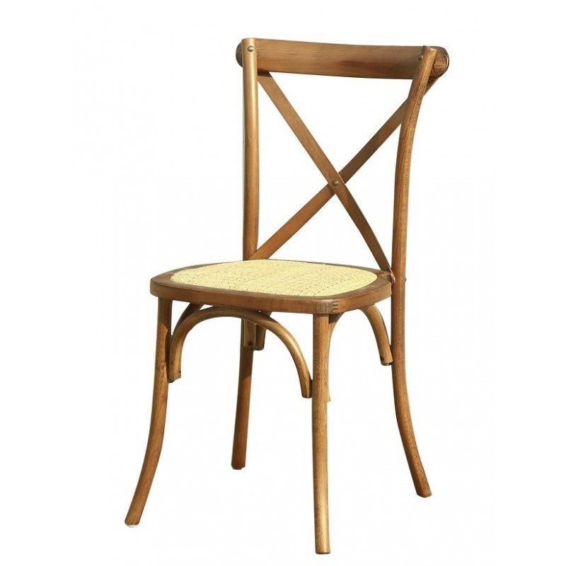 Silla CROSS SX, madera de haya, nogal, asiento de ratán